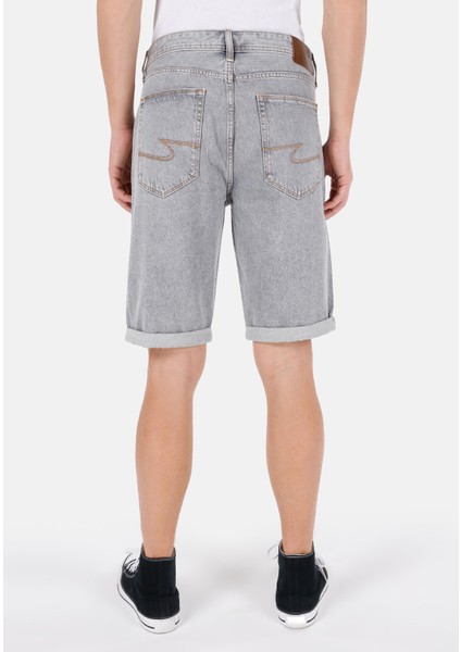 Regular Fit Orta Bel Erkek Gri Jean Şort fiyatları