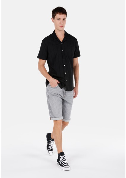 Regular Fit Orta Bel Erkek Gri Jean Şort modelleri