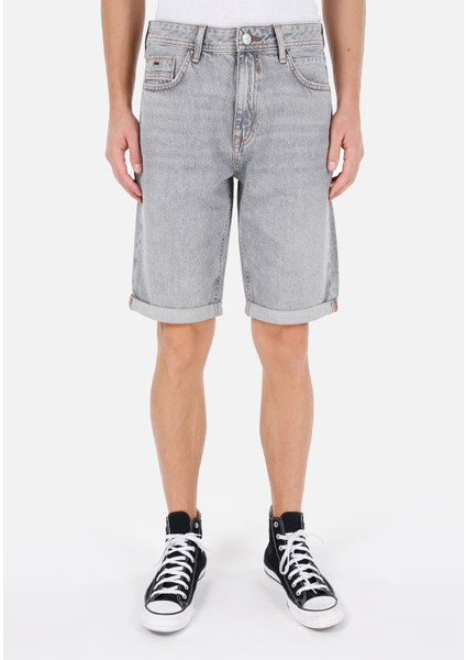 Regular Fit Orta Bel Erkek Gri Jean Şort fırsatları
