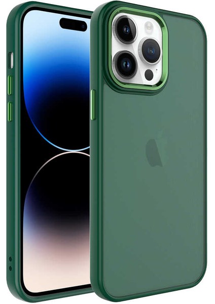 Apple iPhone 14 Pro Kılıf Buzlu Sert Pc May Kapak-Koyu Yeşil