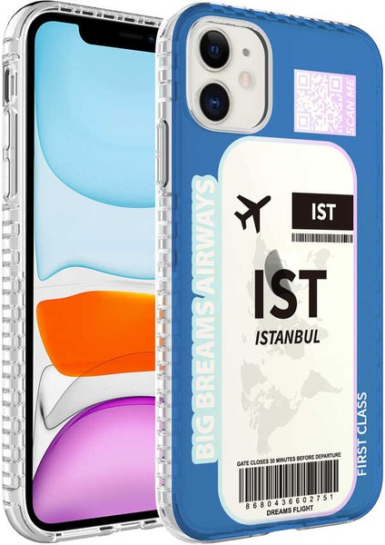 Apple iPhone 11 Kılıf Airbag Kenarlı Renkli Desenli Silikon Elegans Kapak-No4