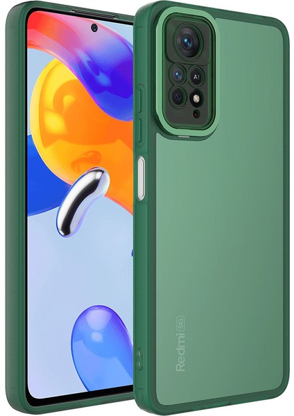 Xiaomi Redmi Note 11 Pro 5g Kılıf Kamera Korumalı Transparan Post Kapak-Koyu Yeşil