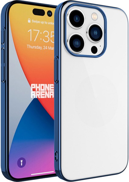 Apple iPhone 15 Pro Max Uyumlu Sert Pc Renkli Çerçeveli Riksos Kapak-Gümüş fiyatları