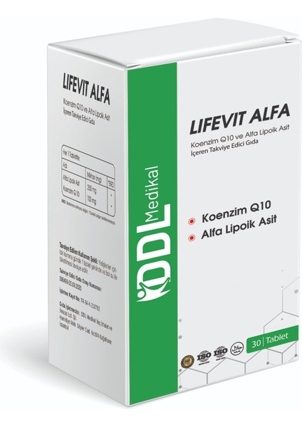 Alfa 30 Tablet - Alfa Lipoik Asit Koenzim Q10 - 1 Şişe=30 Günlük Doz