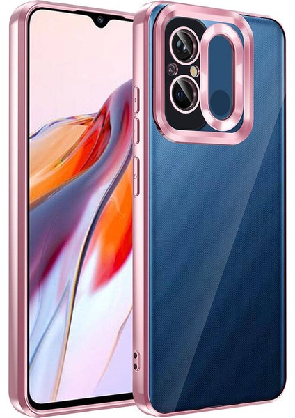 Xiaomi Redmi 12C Kılıf Kamera Korumalı Logo Gösteren Omega Kapak-Rose Gold