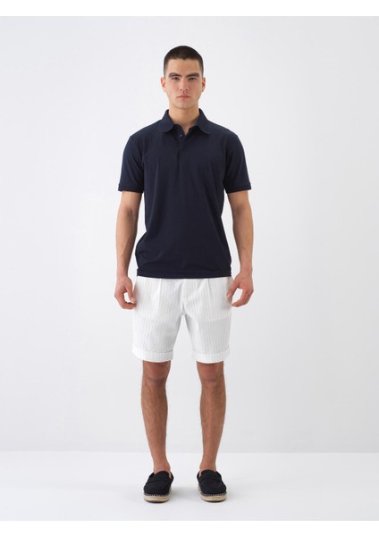 Erkek Lacivert Slim Fit Pamuklu Polo Yaka Basic Tişört indirimleri
