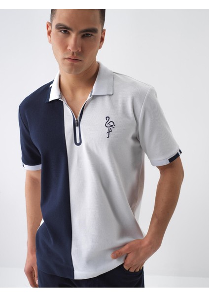 Erkek Beyaz Regular Fit Pamuklu Polo Yaka Tişört