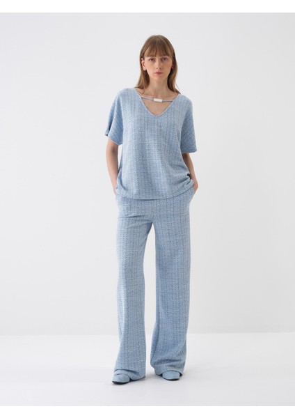 Mavi Oversize Pamuklu Sweat Pantolon