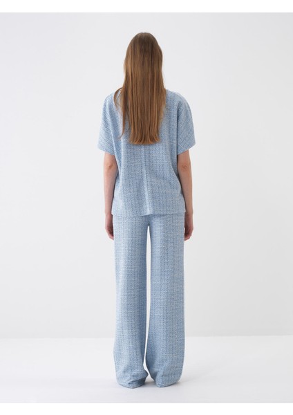 Mavi Oversize Pamuklu Sweat Pantolon