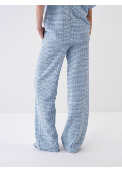 Kadın Mavi Oversize Pamuklu Sweat Pantolon