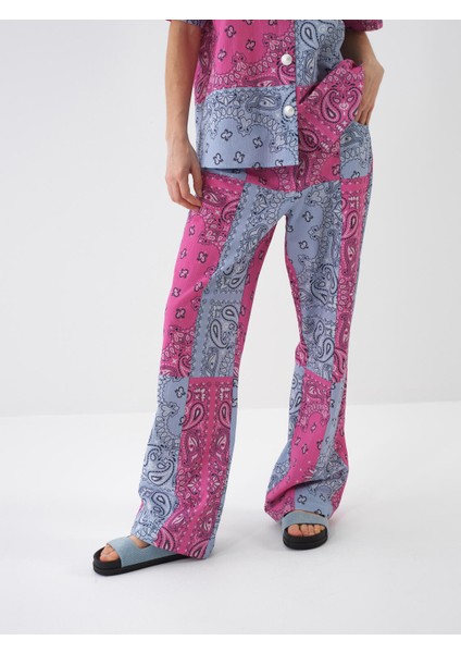 Kadın Pembe Oversize Pamuklu Pantolon