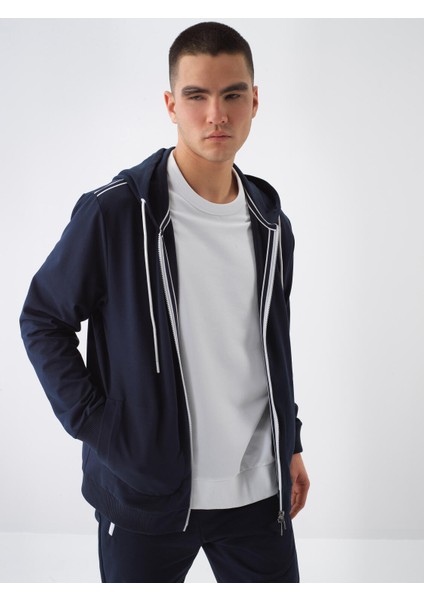 Lacivert Slim Fit Pamuklu Sweatmont