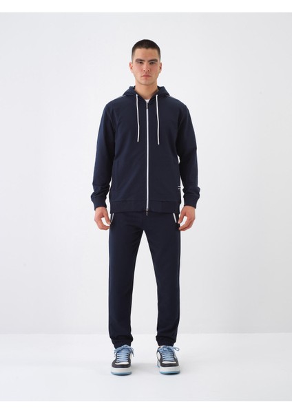 Lacivert Slim Fit Pamuklu Sweatmont