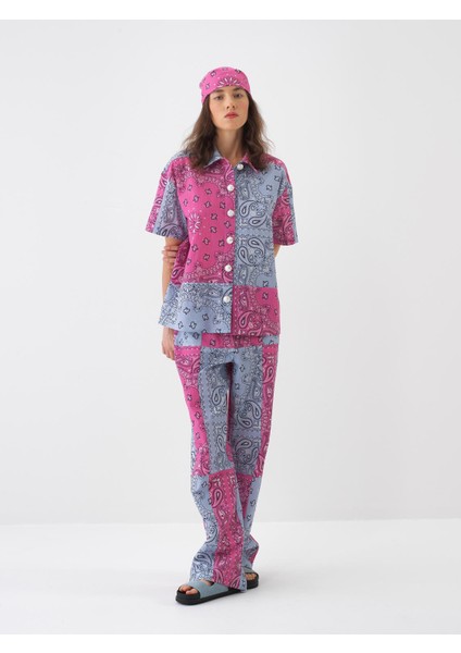 Kadın Pembe Oversize Pamuklu Pantolon