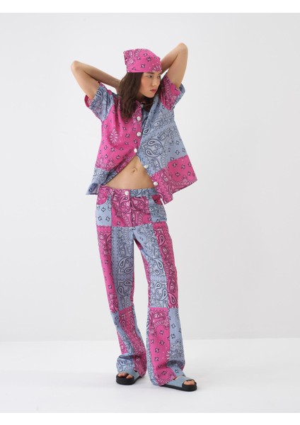 Kadın Pembe Oversize Pamuklu Pantolon