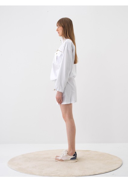 Beyaz Oversize Şort