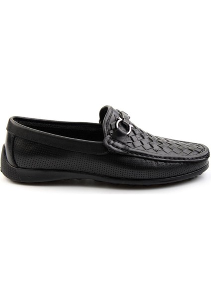 Siyah Leather Erkek Loafer Ayakkabı E01557255316