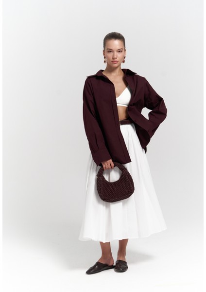 Mai Phoebe Oversize Bordo Gömlek