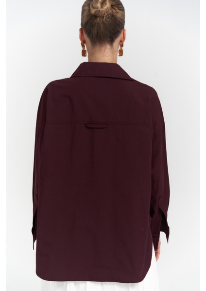 Mai Phoebe Oversize Bordo Gömlek