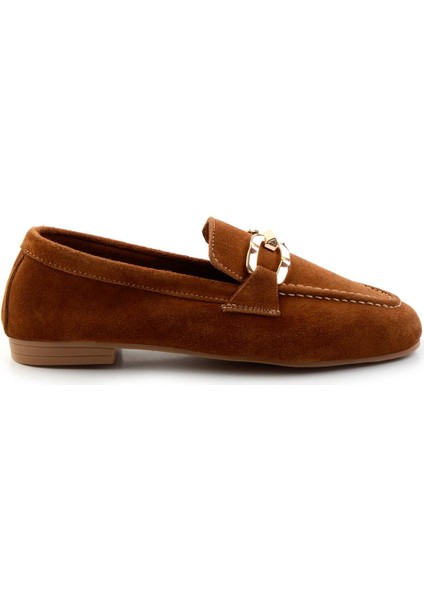 Taba Süet Deri Kadın Loafer Ayakkabı K01763071002