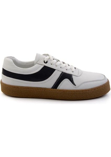 Beyaz Lacivert Leather Erkek Sneaker E01585002603