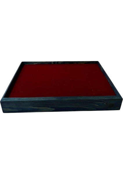 Yerli Üretim Ahşap Model 34,5 /24,5 cm Kırmızı Renk Batırmalı Bileklik Kelepçe Tablası fırsatları