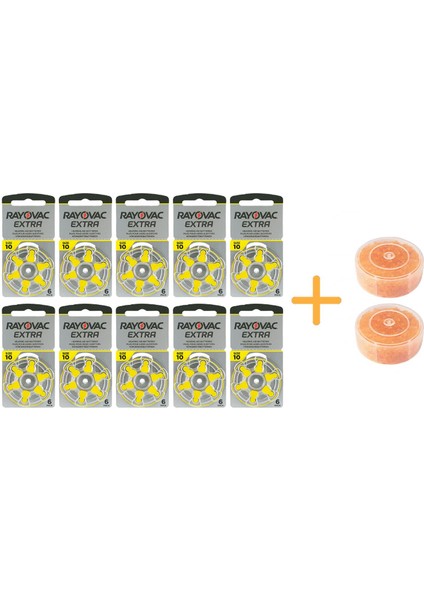 Extra 10 Numara Işitme Cihazı Pili (10 Paket x 6 Adet = 60 Adet Pil) + Hediye Işitme Cihazı Nem Alıcı Tablet
