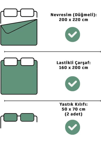 Lastikli Çarşaflı Çift Kişilik Nevresim Takımı Cerf