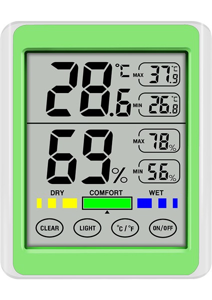 Dokunmatik Ekran Dijital Ekran Yüksek Hassasiyetli Ev Iç Mekan Aydınlık Sıcaklık ve Nem Cihazı (Yurt Dışından)