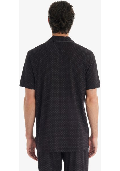 Erkek Premium Kısa Kol Önden Düğmeli Siyah Pijama Takımı C0T0N7O04 indirimleri