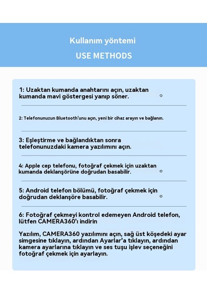 Kablosuz Bluetooth Android Ios Sistemi Telefon Selfie Deklanşör Uzaktan Kumanda (Yurt Dışından) modelleri