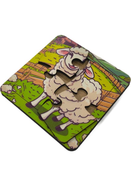 Eğitici & Öğretici Çiftlik Hayvanları 4 Parça 4 Adet Ahşap Puzzle Yapboz Seti