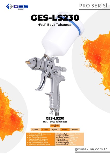 Pro LS230 Üstten Depolu Profesyonel Boya Tabancası fırsatları
