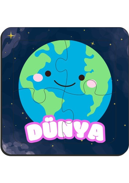 Eğitici & Öğretici Gezegenler Serisi 4 Parça 4 Adet Ahşap Puzzle Yapboz Seti