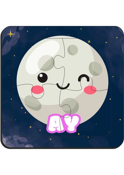 Eğitici & Öğretici Gezegenler Serisi 4 Parça 4 Adet Ahşap Puzzle Yapboz Seti