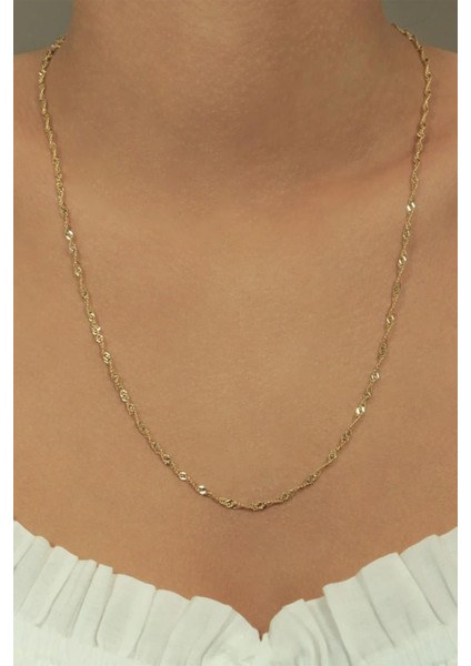 14 Ayar Altın Singapur Zincir Kolye 2.10 mm