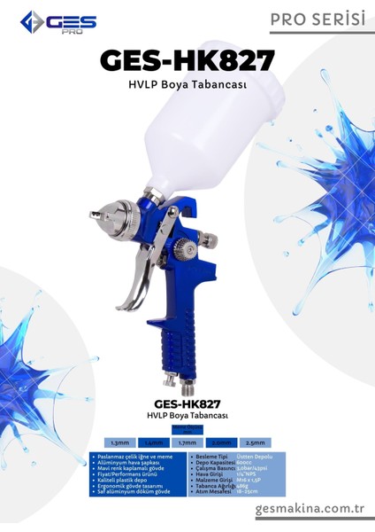 Pro HK827 Üstten Depolu Profesyonel Hvlp Boya Tabancası