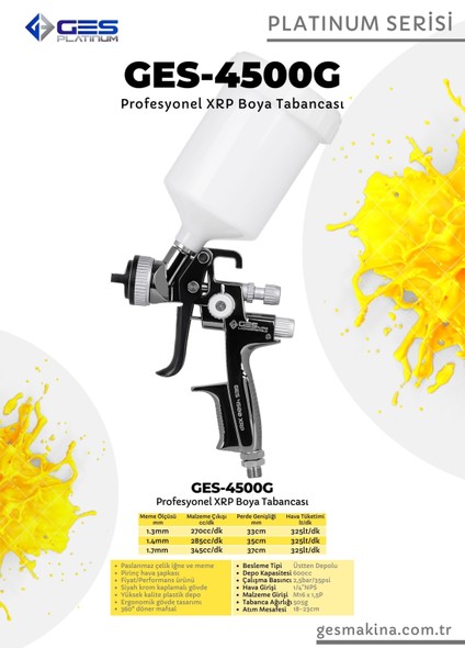 Platınum 4500G Üstten Depolu Xrp Profesyonel Boya Tabancası