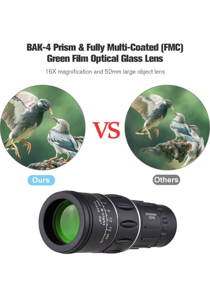 Xixishop 16X52 Taşınabilir Mini Monoküler Teleskop Yüksek Güçlü Yüksek Çözünürlüklü (Yurt Dışından) fırsatları