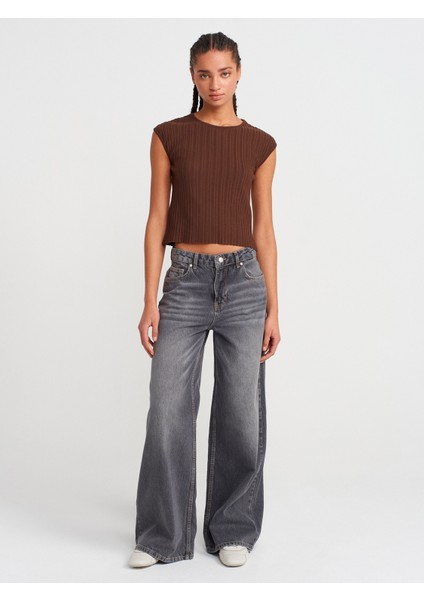 10738 Bisiklet Yaka Fitilli Ince Triko Bluz-Kahve fırsatları