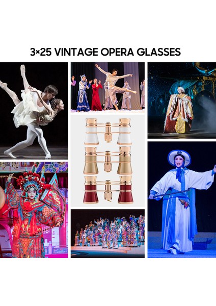 Xixishop 3 × 25 Vintage Opera Gözlükleri Yetişkin Çocuklar Için Kompakt Hafif (Yurt Dışından)