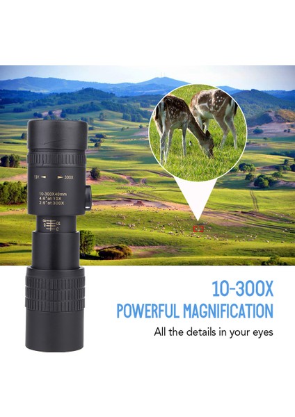 Xixishop 10 - 300X40MM Bak4 Prizma Monoküler Teleskop Akıllı Telefon Tutucu Tripod (Yurt Dışından)