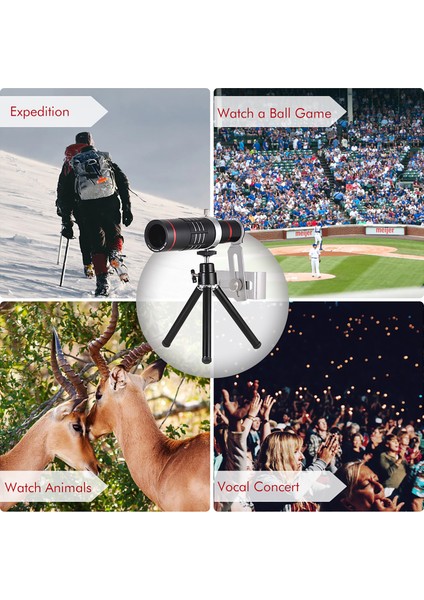Xixishop Tripod Siyahlı 18X Optik Zoom Cep Telefonu Telefoto Lens (Yurt Dışından)