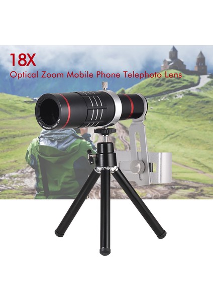Xixishop Tripod Siyahlı 18X Optik Zoom Cep Telefonu Telefoto Lens (Yurt Dışından)