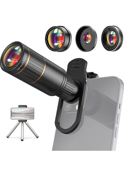 Xixishop 4 'ü 1 Arada Telefon Lens Kiti 22X Telefoto 25X iPhone Için Makro 15/14/13/ 12 Android Akıllı Telefonlar (Yurt Dışından)