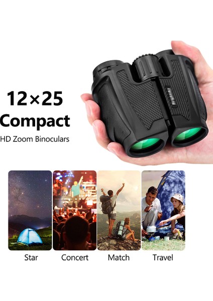 Xixishop 12 × 25 Kompakt Hd Dürbün Düşük Işık Gece Görüş Yüksek Çözünürlük (Yurt Dışından)