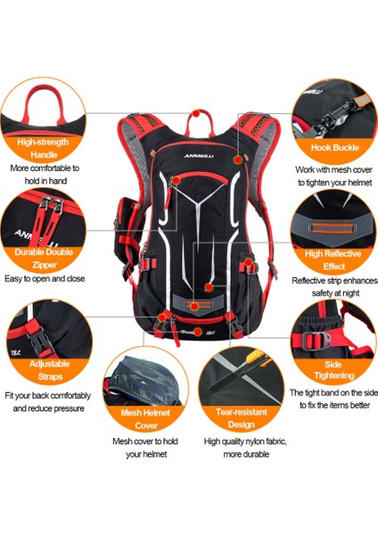 Xixishop 18L Suya Dayanıklı Nefes Alabilir Bisiklet Sırt Çantası (Yurt Dışından)
