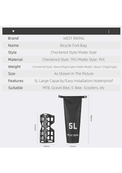 XIXISHOP5LBICYCLEBAGPORTABLEWATERPROOFBIKERIDINGBAG (Yurt Dışından) modelleri