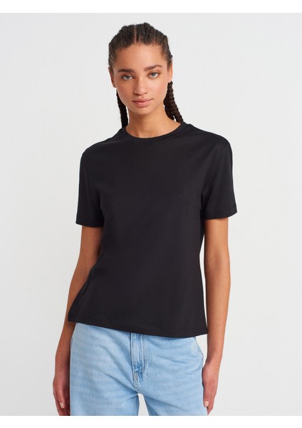 31791 Bisiklet Yaka T-Shirt-Açık Kahve