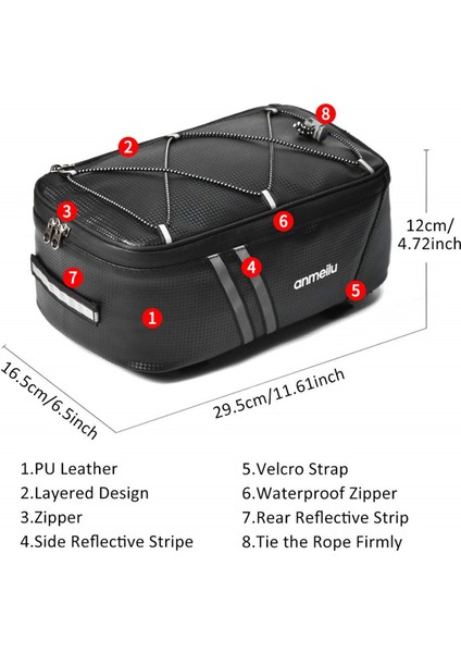 Xixishop 8l Arka Taşıyıcı Bagaj Bisiklet Çantası Su Geçirmez Kurulumu Kolay (Yurt Dışından)